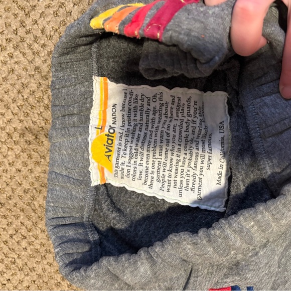 Aviator Nation Gray Sweatpants 5 stripe size large - Picture 2 of 4